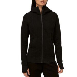 Lululemon Womens 8 Scuba Hoodie Light Cotton Fleece Black Color Branded Logo